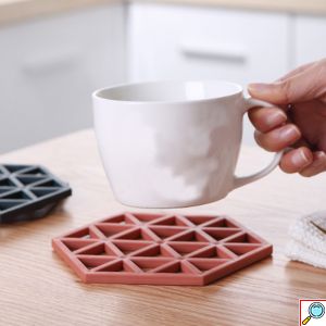 Σετ 6x Αντιολισθητικά Σουπλά Σιλικόνης - Θερμοπροστασίας σε Σχέδιο Γραμμές 16x14x0.6cm