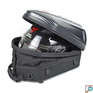 Carbon Επεκτεινόμενη Υπερανθεκτική Αδιάβροχη 4 σε 1 Τσάντα Κράνους, Χειρός, Ώμου & Ουράς Μηχανής 48L με Ιμάντες Motocentric® - Γκρι