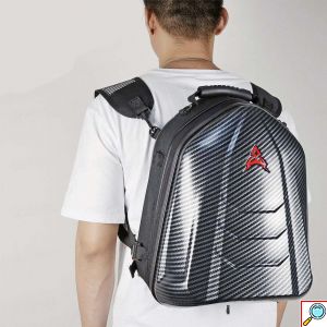 Carbon Επεκτεινόμενη Υπερανθεκτική Αδιάβροχη 4 σε 1 Τσάντα Κράνους, Χειρός, Ώμου & Ουράς Μηχανής 48L με Ιμάντες Motocentric® - Γκρι