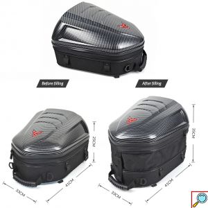 Carbon Επεκτεινόμενη Υπερανθεκτική Αδιάβροχη 4 σε 1 Τσάντα Κράνους, Χειρός, Ώμου & Ουράς Μηχανής 48L με Ιμάντες Motocentric® - Γκρι