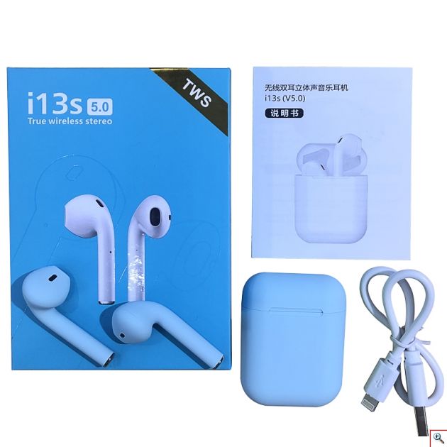 Ασύρματα Ακουστικά Bluetooth V5 i13s TWS Wireless Touch - Μπλε