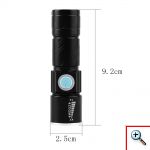 Mini Tactical Φακός ZOOM 200LM USB - Υψηλής Φωτεινότητας CREE LED Q5 