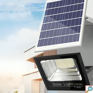 Αδιάβροχος Ηλιακός Προβολέας 2000W 1600 SMD LED - Με 2 Ηλιακά Πάνελ & Τηλεχειριστήριο - RiXME