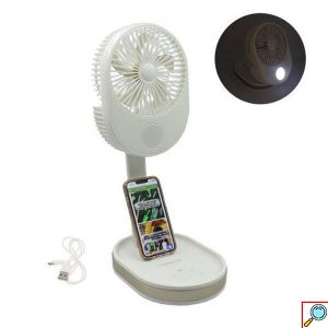 Φορητός Επαναφορτιζόμενος Αναδιπλούμενος Ανεμιστήρας Με LED Φωτισμό