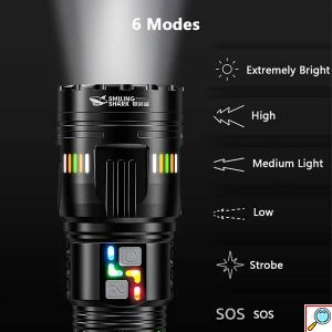 Επαναφορτιζόμενος Φακός LED Αδιάβροχος IP67 με Μέγιστη Φωτεινότητα 40000lm και Λειτουργία Strobe X-Balog