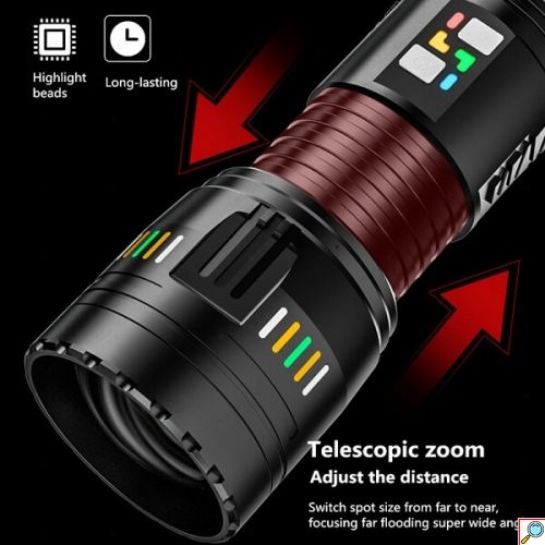 Επαναφορτιζόμενος Φακός LED Αδιάβροχος IP67 με Μέγιστη Φωτεινότητα 30000lm και Λειτουργία Strobe X-Balog