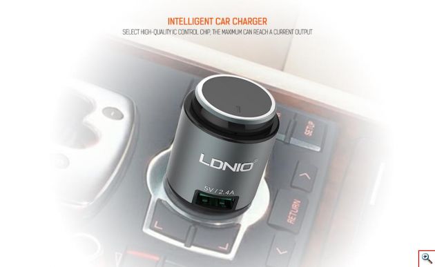 Handsfree Bluetooth Ακουστικό Ψείρα & USB Ταχύ-Φορτιστής 2,4A Αυτοκινήτου LDNIO®