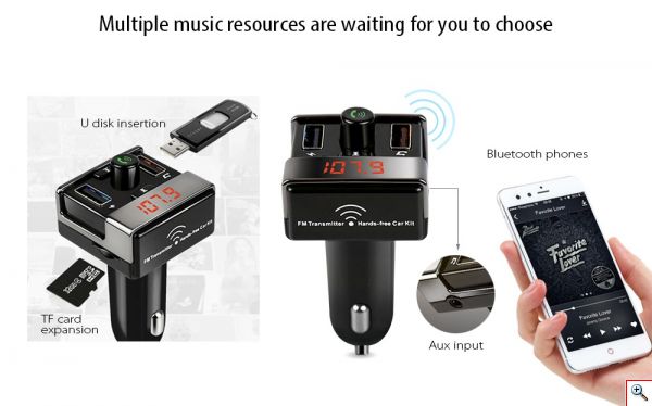 Car Fm Transmitter Αυτοκινήτου Dual USB, SD, Bluetooth Handsfree Mp3 Player - Ανοιχτής Ακρόασης & 2 Θύρες USB Car Kit