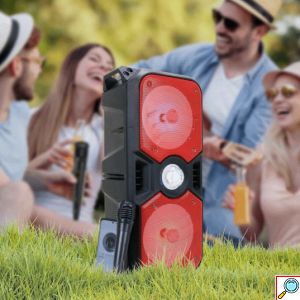 Φορητό Ηχείο Bluetooth 6.5” Εξωτερικού Χώρου Karaoke με Μικρόφωνο και LED RGB Φωτισμό /BT/FM/TF/USB 