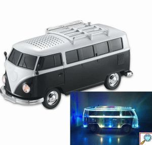 Ηχείο Bluetooth USB/SD Mini Bus με Ραδιόφωνο και Led Φώτα Μαύρο 