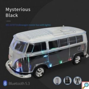 Ηχείο Bluetooth USB/SD Mini Bus με Ραδιόφωνο και Led Φώτα Μαύρο 