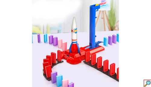 Εκπαιδευτικό Πολύχρωμο Ντόμινο 180 Τεμαχίων με Εκτόξευση Πυραύλου, Αυτοκόλλητα, Γράμματα και Μαθηματικά Σύμβολα