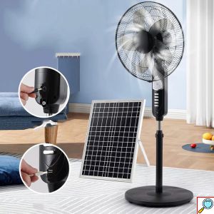 Επιδαπέδιος Ηλιακός Ανεμιστήρας 18W 3 Ταχυτήτων με Ηλιακό Πάνελ, Θύρα Φόρτισης USB και Φωτάκι LED - Γρήγορη Φόρτιση και Εξοικονόμηση Ενέργειας
