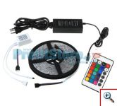 Σετ Αδιάβροχη Ταινία LED 5 μέτρων RGB 5050SMD 14,4W High Power 12V με τηλεχειριστήριο