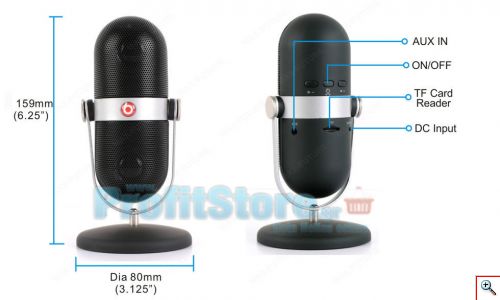 Retro Microphone Style Bluetooth Multimedia Speaker, MP3 Player, Hands Free Kit