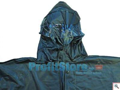 Αδιάβροχη Μακρυά Καπαρντίνα με Κουκούλα, EXTRA Heavy Duty Μαύρο 135εκ