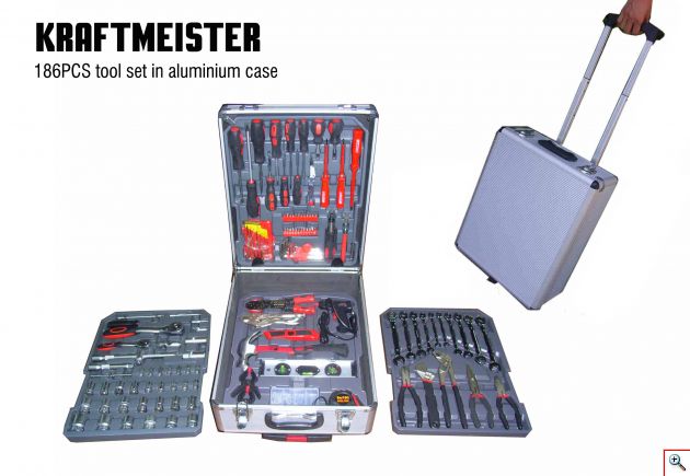 Επαγγελματική Βαλίτσα Εργαλείων KRAFTMEISTER 186 τεμαχίων German Technology