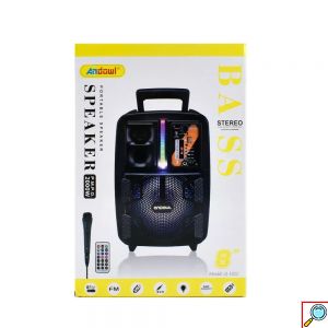 Ηχείο – Subwoofer 8″ FM με Μικρόφωνο, Τηλεχειρισμό και Διακοσμητικό Φωτισμό LED RGB Andowl Μαύρο
