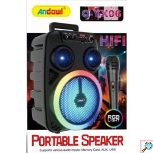 Bluetooth Ηχείο Hi-fi Stereo 8″ με Μικρόφωνο, Ραδιόφωνο και Φωτισμό LED RGB Andowl Μαύρο