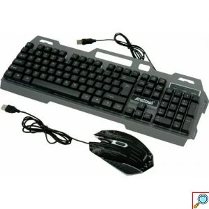 Gaming Ενσύρματο Φωτιζόμενο LED RGB Πληκτρολόγιο USB και Ποντίκι με Κουμπιά Χειρισμού Andowl