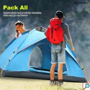 Αδιάβροχη Αυτόματη Σκηνή Camping για 3 Άτομα με Θήκη Μεταφοράς 200x220x140εκ. Μπλε