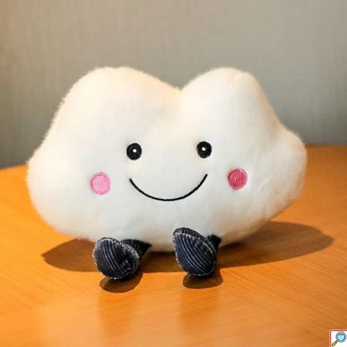 Βελούδινο Λούτρινο Αρκουδάκι Συννεφάκι 20εκ με Μάτια, Χαμόγελο και Μπλε Ποδαράκια