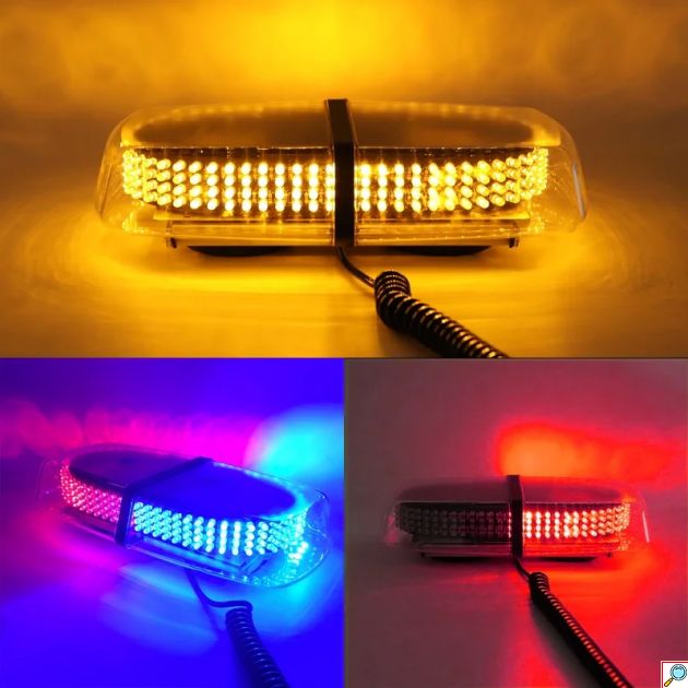 Αδιάβροχος Πορτοκαλί Φάρος 240Led με 7 Ρυθμιζόμενες Λειτουργίες Φωτισμού και Μαγνητική Βάση Strobe Light Bar 12V-24V
