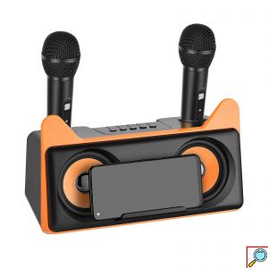 Σύστημα Karaoke με ασύρματα μικρόφωνα και SD, USB, AUX, TF μαύρο
