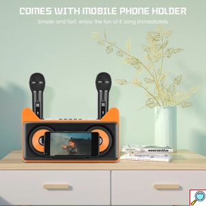 Σύστημα Karaoke με ασύρματα μικρόφωνα και SD, USB, AUX, TF μαύρο