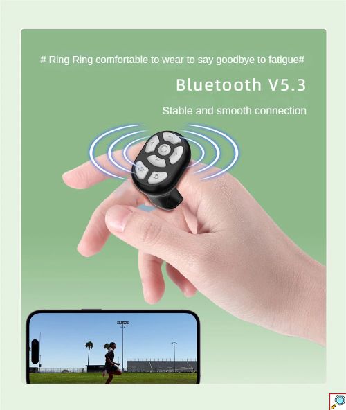 Ασύρματο Χειριστήριο-Δαχτυλίδι Bluetooth Κινητού για Απομακρυσμένη Διαχείριση Εφαρμογών, Selfie και Βίντεο 