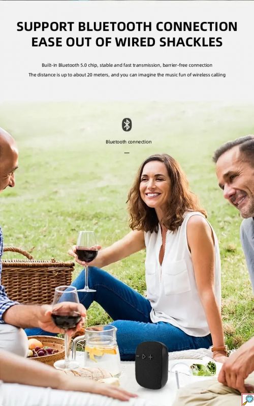 Μικρό Φορήτο Ηχείο 5W Bluetooth με Ραδιόφωνο,Κάρτα Μνήμης 32GB και Κλιπ για Τοποθέτηση σε Τιμόνι Ποδηλάτου