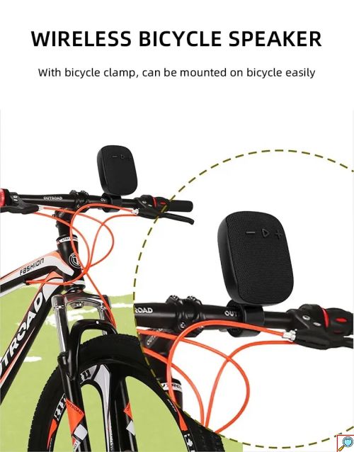Μικρό Φορήτο Ηχείο 5W Bluetooth με Ραδιόφωνο,Κάρτα Μνήμης 32GB και Κλιπ για Τοποθέτηση σε Τιμόνι Ποδηλάτου