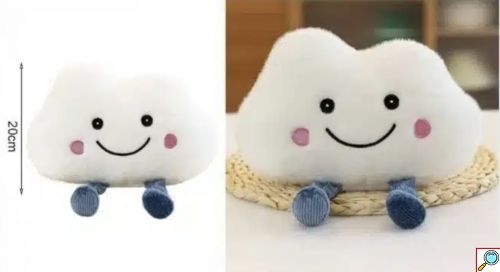 Βελούδινο Λούτρινο Αρκουδάκι Συννεφάκι 20εκ με Μάτια, Χαμόγελο και Μπλε Ποδαράκια