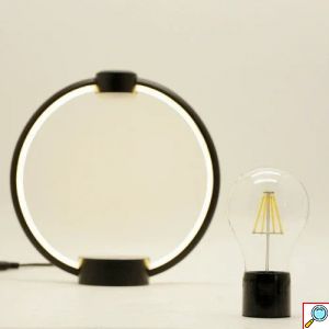 Μαγνητικό Περιστρεφόμενο Επιτραπέζιο Φωτιστικό - Αιωρούμενη Λάμπα με Εφέ Καφέ Ξύλου Home Theory Light Wood Grain