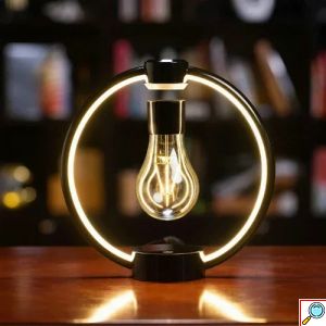 Μαγνητικό Περιστρεφόμενο Επιτραπέζιο Φωτιστικό - Αιωρούμενη Λάμπα με Εφέ Καφέ Ξύλου Home Theory Light Wood Grain