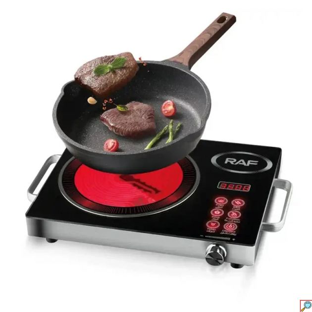 Επιτραπέζια Εστία Κεραμική Μονή με Οθόνη LED και LCD, Αντιολισθητική Πλάκα και 8 Επιλογές Μαγειρέματος  3500W RAF 