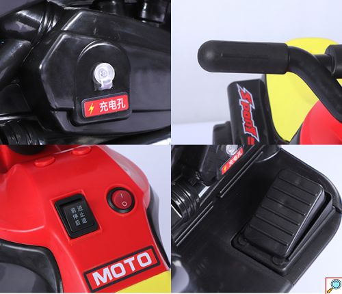 Ηλεκτροκίνητη Επαναφορτιζόμενη Μπλε Μηχανή Τύπου Αγώνα-Racing για Παιδιά από 2-8 ετών με Μουσική Bluetooth, USB και MP3