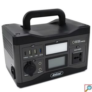 Σταθμός Ασύρματης και Ενσύρματης Φόρτισης 533Wh 50Ah 5-220V 600W Power Station Andowl Μαύρο