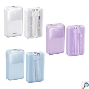 Power Bank 20000mAh PD20W και QC22.5W με Οθόνη και 2 Καλώδια Γρήγορης Φόρτισης σε Λευκό Χρώμα