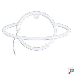 LED Επιτοίχιο Διακοσμητικό Φωτιστικό Neon με Τροφοδοσία USB ή Μπαταρίες με Σχέδιο Πλανήτης Κρόνος σε Ροζ και Κίτρινο Χρώμα