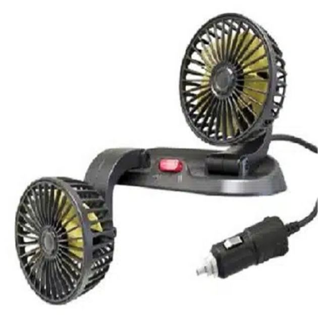 Ανεμιστήρας Καμπίνας Οχημάτων Διπλός 12V σε Μαύρο Χρώμα 