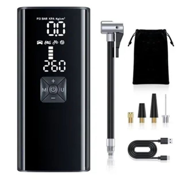 Ασύρματη Φορητή Επαναφορτιζόμενη Τρόμπα Αυτοκινήτου με Οθόνη LCD 6000mAh Aerbes Μαύρη