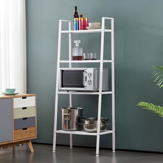Μεταλλική Βιβλιοθήκη με 4 Ξύλινα Ράφια - 147x60x35cm - Dream House Colori