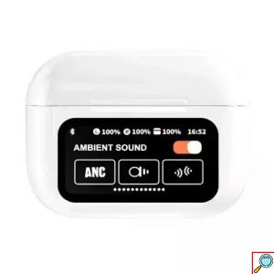 A9 Pro In-ear Bluetooth Handsfree με ANC & Οθόνη στη Θήκη - Λευκά