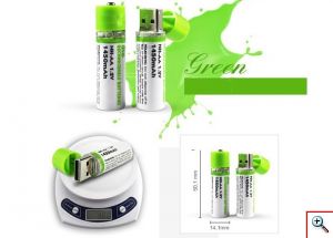 Επαναφορτιζόμενη Μπαταρία NH Με Βύσμα Usb AA 1450mAh