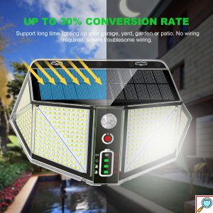 Ηλιακό Αδιάβροχο Φωτιστικό 410 LED Super Bright 3000mAh Εξωτερικού Χώρου με Ανιχνευτή Κίνησης - Ευρυγώνιο Φωτισμό 300º & 3 Λειτουργίες Φωτισμού