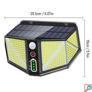Ηλιακό Αδιάβροχο Φωτιστικό 410 LED Super Bright 3000mAh Εξωτερικού Χώρου με Ανιχνευτή Κίνησης - Ευρυγώνιο Φωτισμό 300º & 3 Λειτουργίες Φωτισμού
