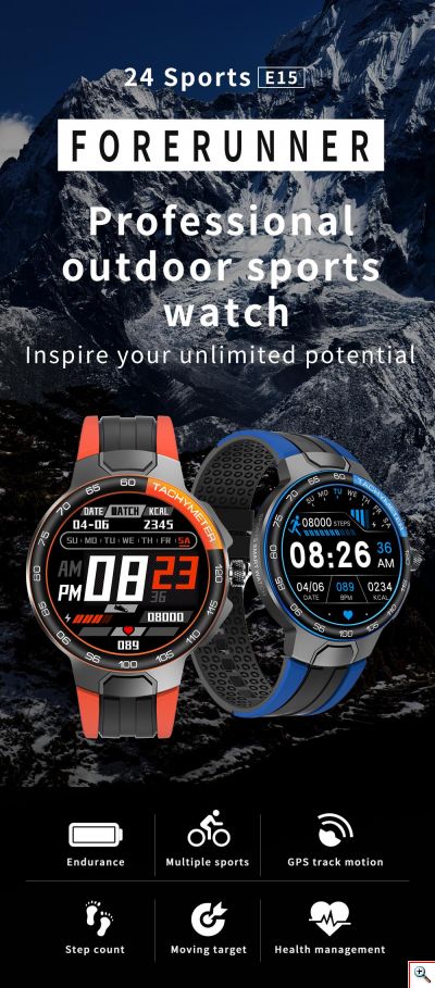 Αδιάβροχο Smartwatch Ρολόι με Μετρητή Παλμών, Απόστασης, Βημάτων, Θερμίδων, Ύπνου, Sport Δραστηριότητες & Ειδοποιήσεις Κινητού - E15