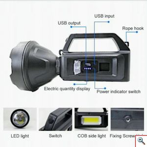 Αδιάβροχος Πολυλειτουργικός Επαναφορτιζόμενος Φακός Χειρός Μπαταρίας - Power Bank LED YD899T - 326005