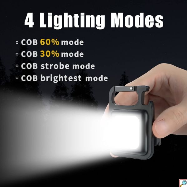 Αδιάβροχο Μπρελόκ Πολυεργαλείο με Φακό LED COB, Ανοιχτήρι, Ισχυρό Μαγνήτη, Κλιπ Καραμπίνερ, 4 Λειτουργίες Φωτισμού & USB Επαναφορτιζόμενο